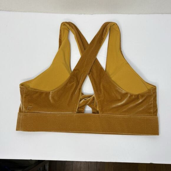 Fabletics Women’s Sz L Gold Oasis Twist Velour Crossback Sports Bra Comfy Pads - Picture 4 of 9